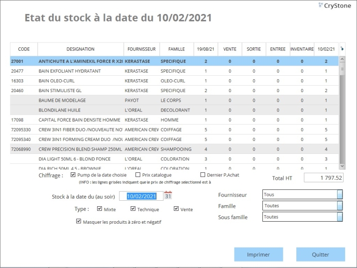 Stock &agrave; une date
